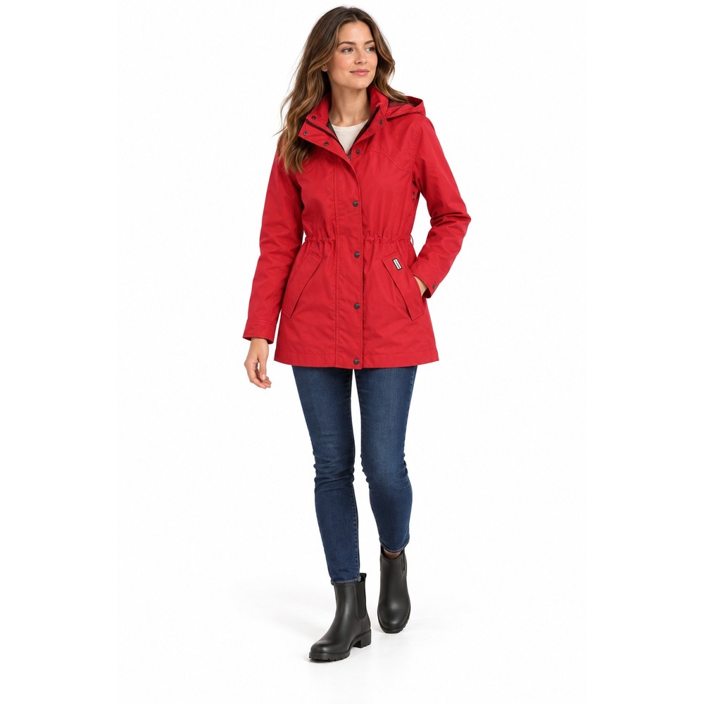 Hunter Original Cotton Smock Rain Jacket Women S Red Hooded Water Resistant